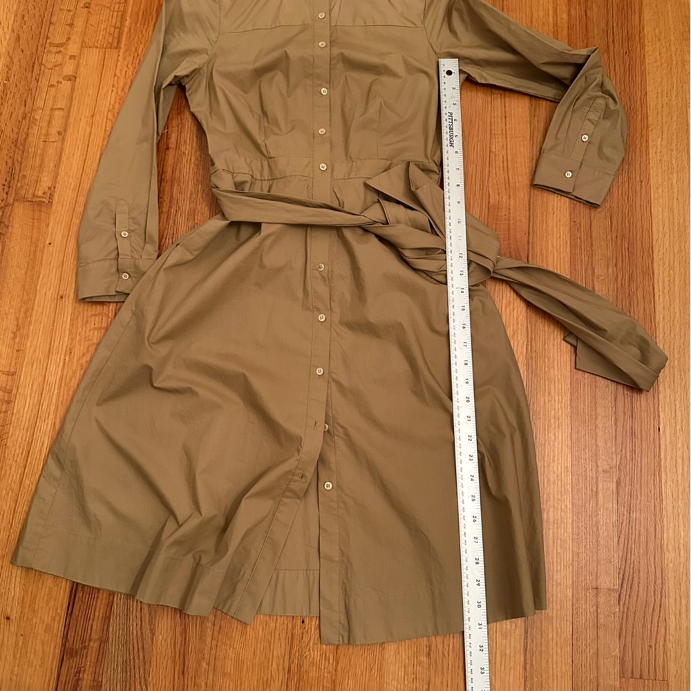 J. Crew Tie-Waist Shirtdress in cotton poplin Tan khaki color Size 4(#2) - Picture 15 of 16